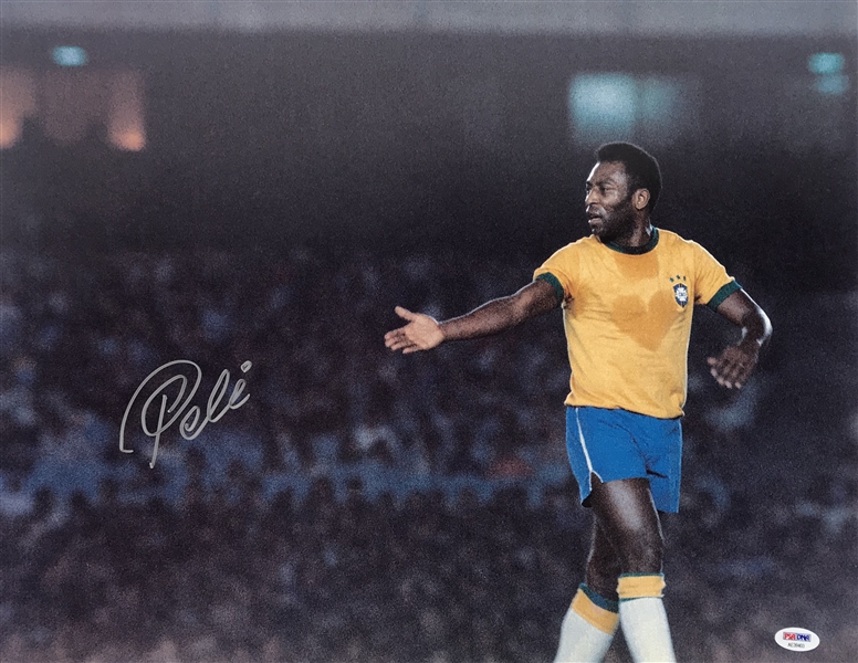 Pele Signed 16" x 20" Brazil World Cup Photograph (PSA/DNA)