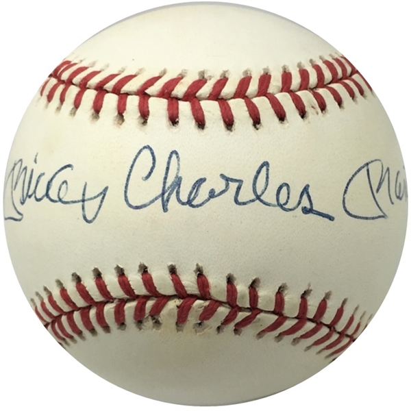 Mickey Mantle Near-Mint Signed Full Name "Mickey Charles Mantle" OAL Baseball (PSA/DNA)