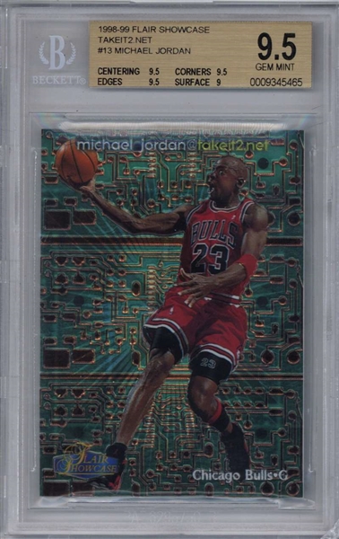 Michael Jordan 1998-99 Flair Showcase TAKEIT2.NET #13 Basketball Card BGS 9.5!