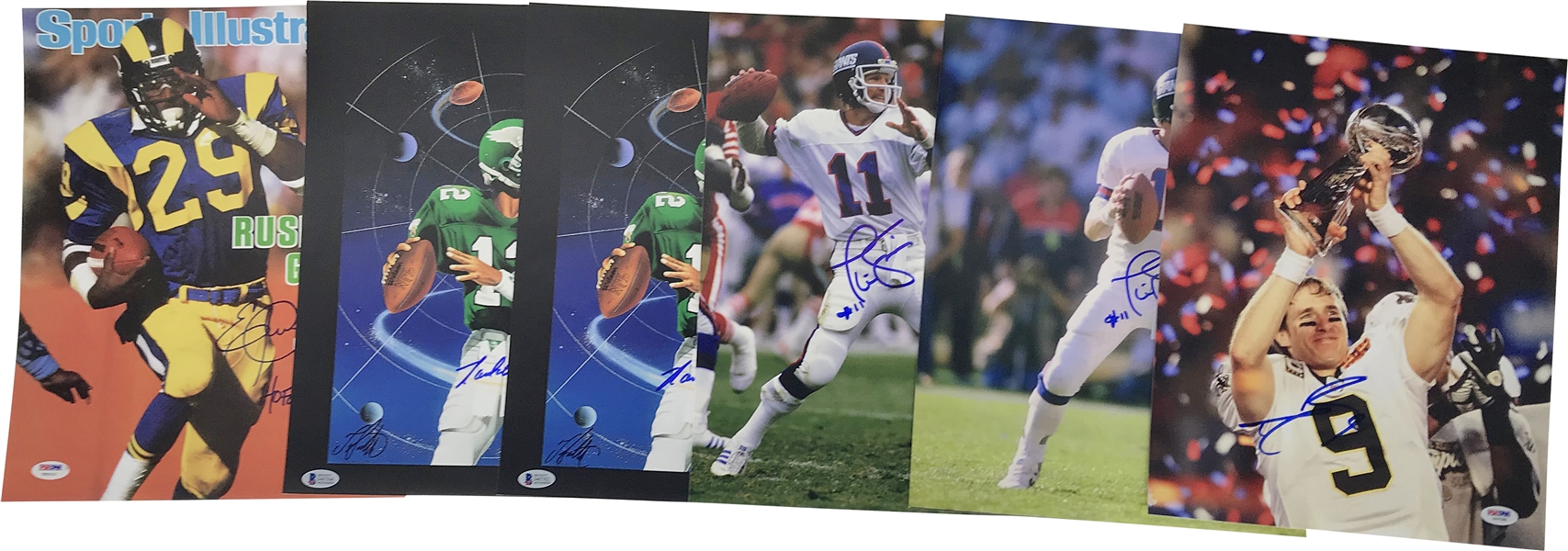 Lot of Ten (10) NFL Stars Signed 11" x 14" Photographs w/ Brees, Dickerson & Others! (PSA/DNA & Beckett/BAS)