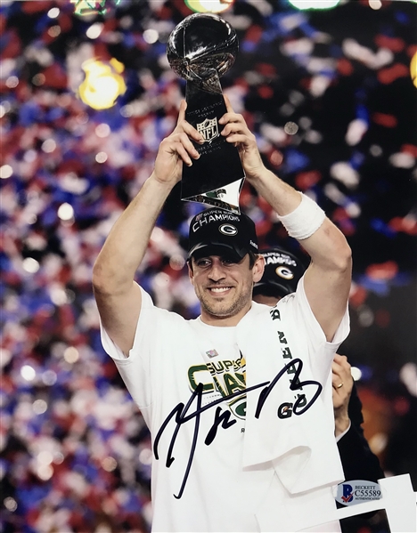 Aaron Rodgers Signed 8" x 10" Color Photo (Super Bowl Victory!)(Beckett/BAS)