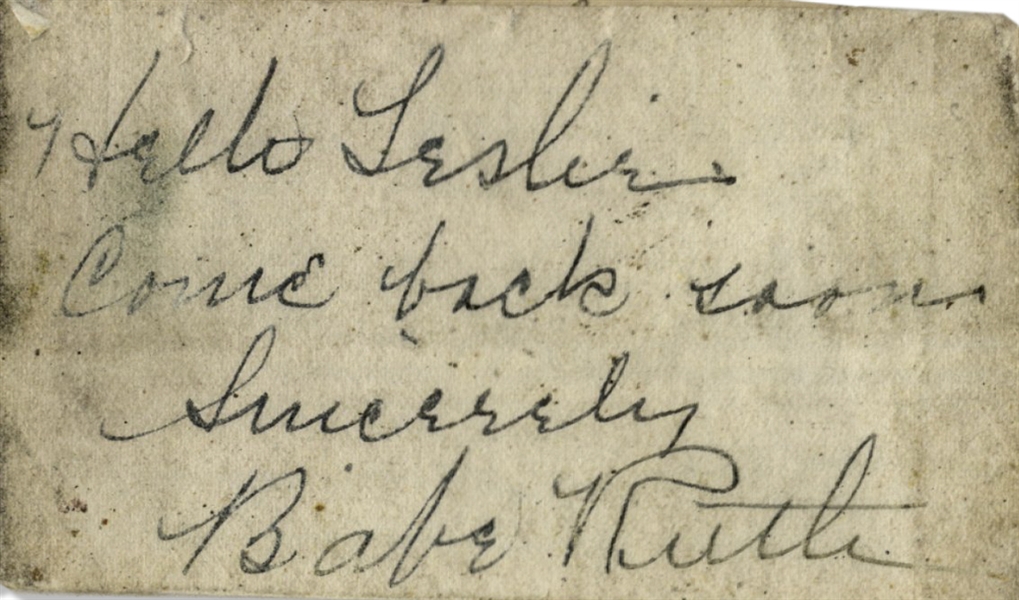 Babe Ruth Signed & Handwritten 2.5" x 3.5" Album Page (JSA)