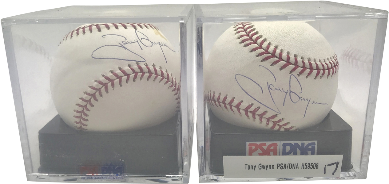 Tony Gwynn Lot of Two (2) Signed OML Baseballs PSA/DNA GEM MINT 10!