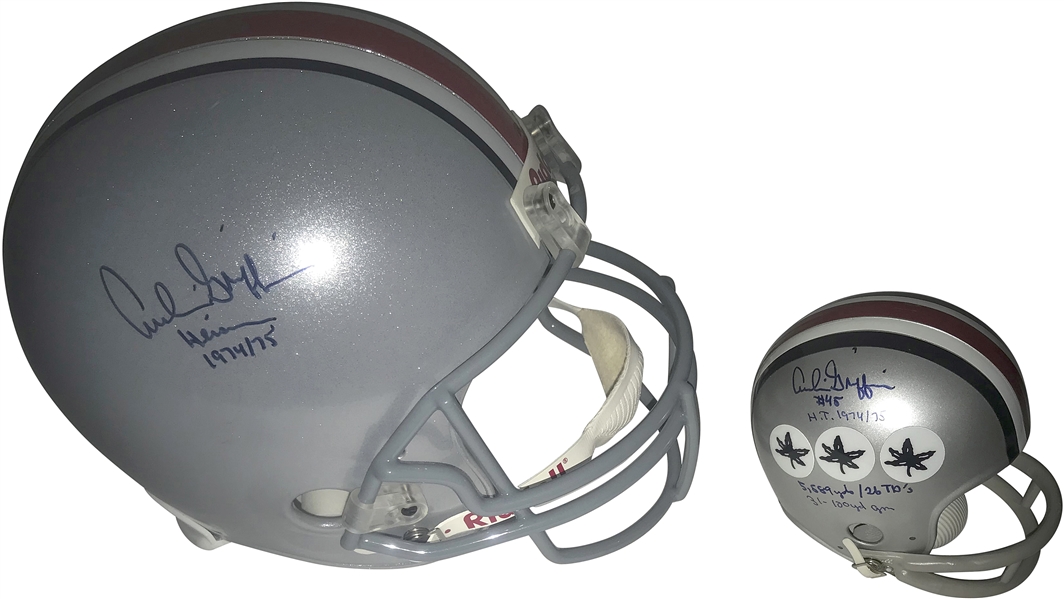 Archie Griffin Signed & Inscribed Lot of Two (2) Helmets w/ Full Size & Mini Helmet! (Beckett/BAS Guaranteed)