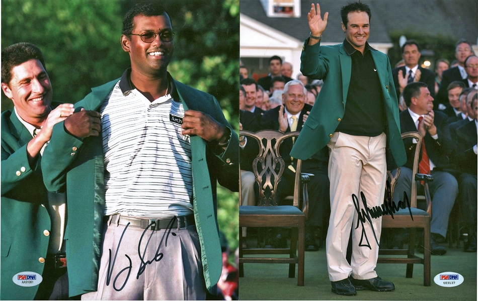 Masters Winners Lot of Eight (8) Signed 8" x 10" Photographs w/ Singh, Immelman, Watson & Others! (PSA/DNA)