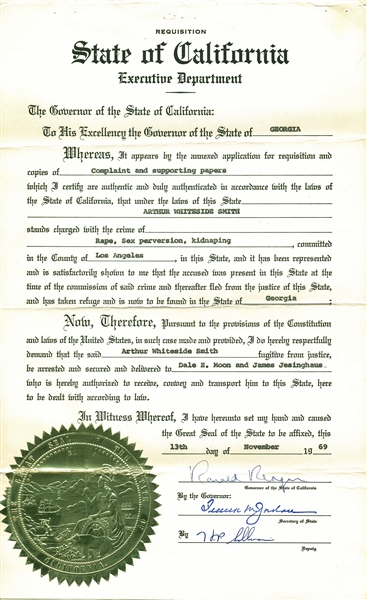 President Ronald Reagan Signed 1978 California Executive Department Requisition Document (Beckett/BAS Guaranteed)