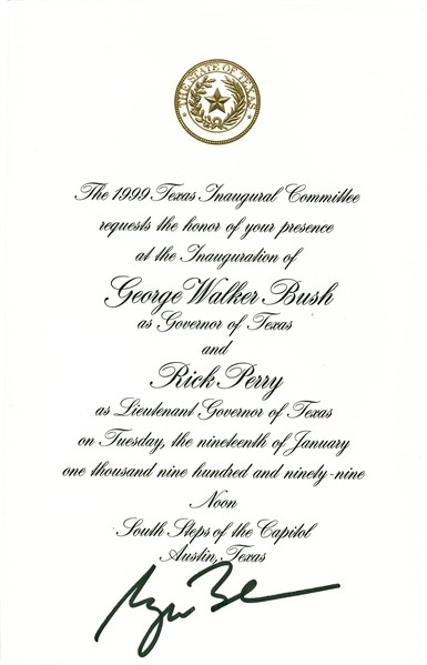 President George W. Bush Signed 1999 Inauguration Invitation (Beckett/BAS Guaranteed)