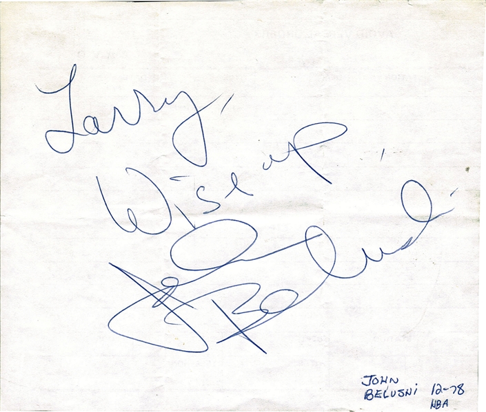 John Belushi Signed Large & Impressive 6" x 6" Album Page (Beckett/BAS Guaranteed)