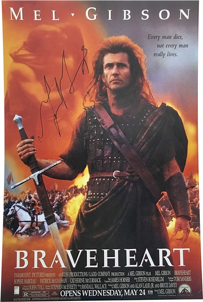 Mel Gibson Signed 12" x 18" Braveheart Photograph (Beckett/BAS Guaranteed)