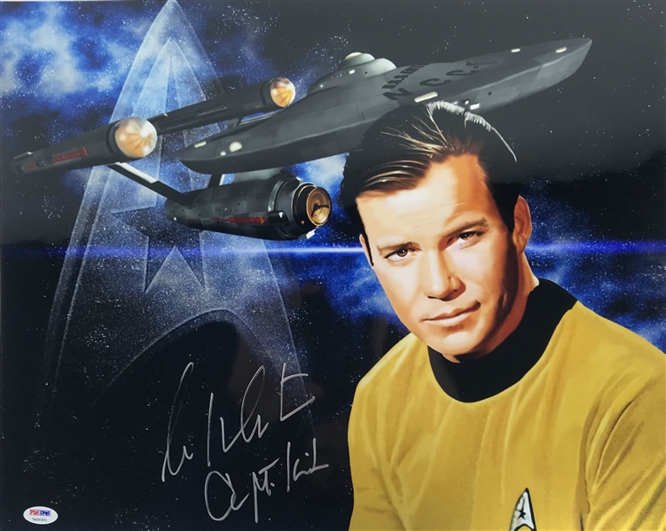 William Shatner Signed & Inscribed "Capt Kirk" Star Trek 16" x 20" Photograph (PSA/DNA)