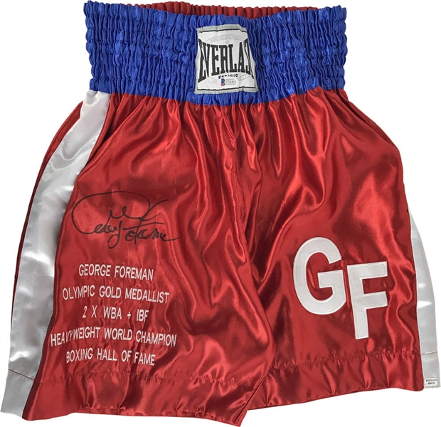 George Foreman Signed Personal Model Stat Boxing Trunks (Beckett/BAS)