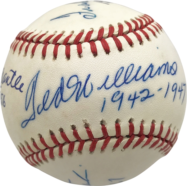 Incredible Triple Crown Multi-Signed & Inscribed OAL Baseball w/ Mantle, Williams & Others (JSA)