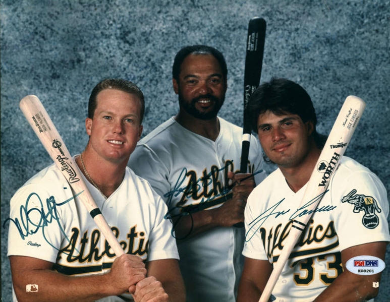 Bash Brothers: Reggie Jackson, Mark McGwire & Jose Canseco Signed 8" x 10" Photograph (PSA/DNA)