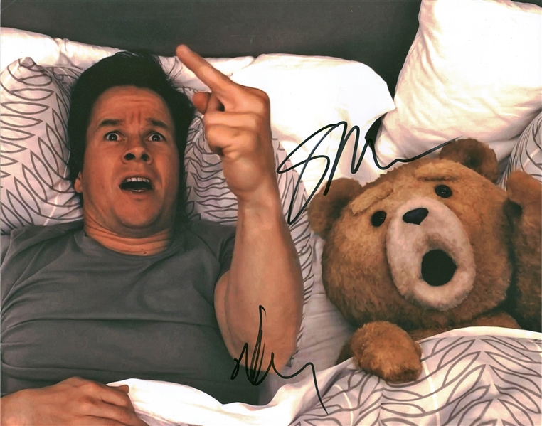 Ted: Seth McFarland & Mark Wahlberg Signed 11" x 14" Photograph (Beckett/BAS Guaranteed)