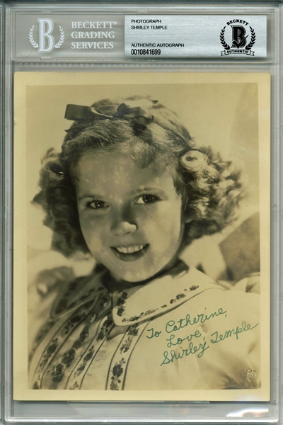 Shirley Temple Vintage Signed 5.5" x 7" Promotional Photograph - Signed As A Child! (BAS/Beckett Encapsulated)
