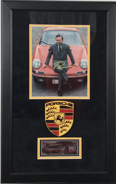 Ferdinand Porsche Signed 8" x 10" Framed Display (JSA)