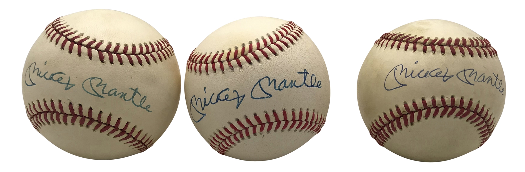 Mickey Mantle Lot of Three (3) Signed OAL Baseballs (Beckett/BAS Guaranteed)