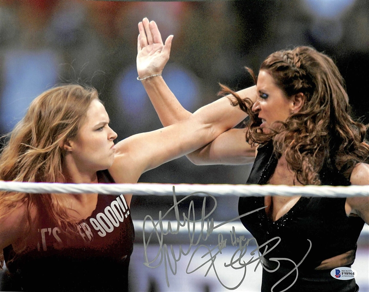 Ronda Rousey & Stephanie McMahon Dual-Signed 11" x 14" Photograph (Beckett/BAS)