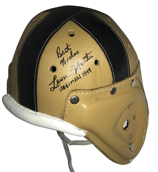Leon Hart Signed Leather Vintage Football Helmet (Beckett/BAS Guaranteed)