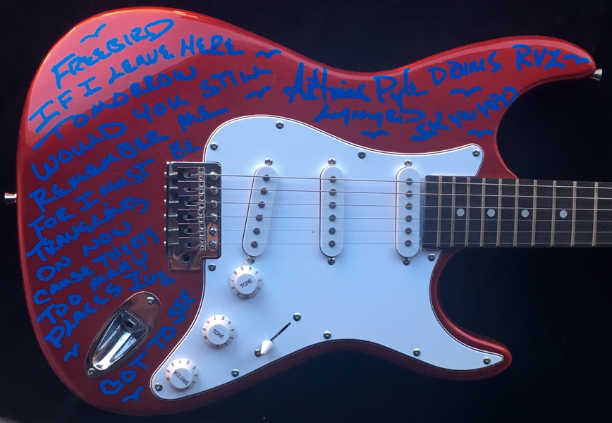 Lynyrd Skynyrd: Artimus Pyle Signed & Inscribed Stratocaster-Style Guitar w/ Freebird Lyrics (BAS/Beckett Guaranteed)