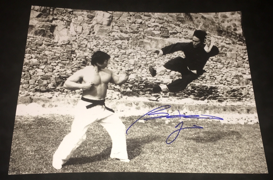 Enter the Dragon: Bolo Yeung Signed 16" x 20" B&W Photograph w/ Bruce Lee (Beckett/BAS Guaranteed)