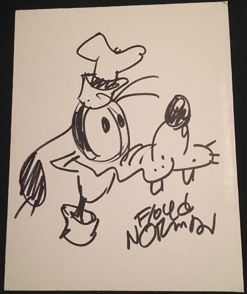 Disney Animator Floyd Norman Hand-Drawn & Signed Goofy Sketch (BAS/Beckett Guaranteed)