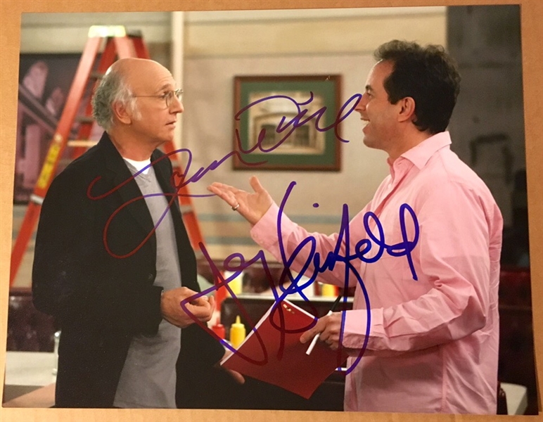 Seinfeld: Jerry Seinfeld & Larry David Rare Dual Signed 11" x 14" Color Photo (BAS/Beckett Guaranteed)