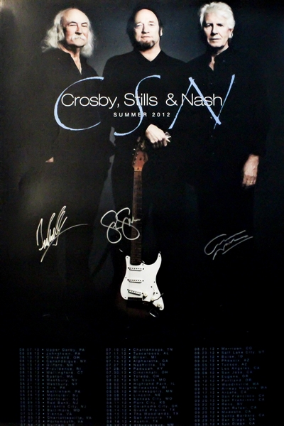 Crosby, Stills & Nash Signed 2012 Concert Tour Poster (3 Sigs)(Beckett/BAS Guaranteed)