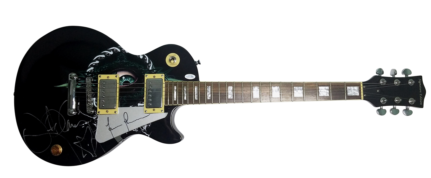 TOOL: Danny Carey & Justin Chancellor Rare Dual-Signed Custom Graphics Les Paul-Style Guitar (ACOA)