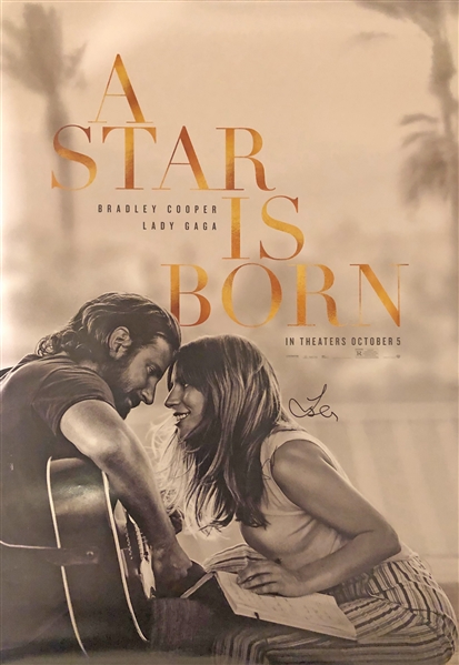 "A Star is Born" Lady Gaga & Bradley Cooper Dual Signed Movie Poster (Beckett/BAS)