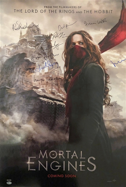 "Mortal Engines" Cast Signed Full Sized Movie Poster (Beckett/BAS LOA)