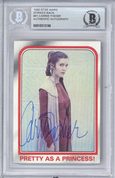 Star Wars: Carrie Fisher Signed Topps 1980 Star Wars #81 (Beckett/BAS)