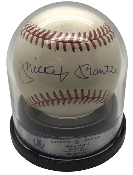 Mickey Mantle Signed OAL Baseball Beckett Graded MINT 9! 