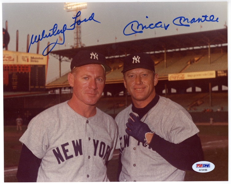 Mickey Mantle & Whitey Ford Dual Signed 8" x 10" Color Photo (PSA/DNA)