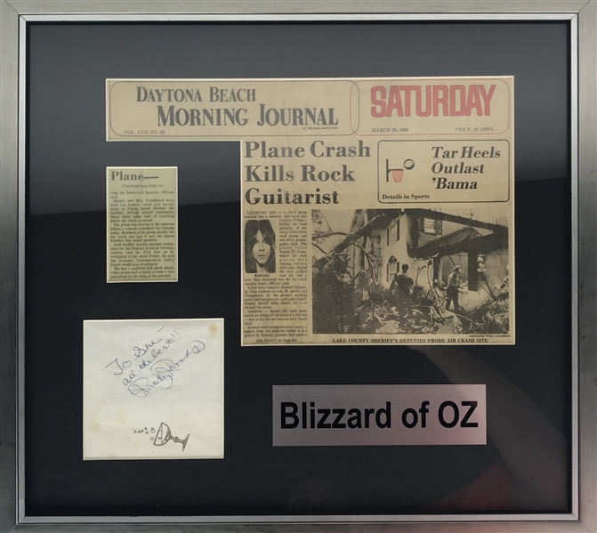 Blizzard of Oz: Randy Rhoads Signed Cocktail Napkin in Framed Display (REAL/Epperson)