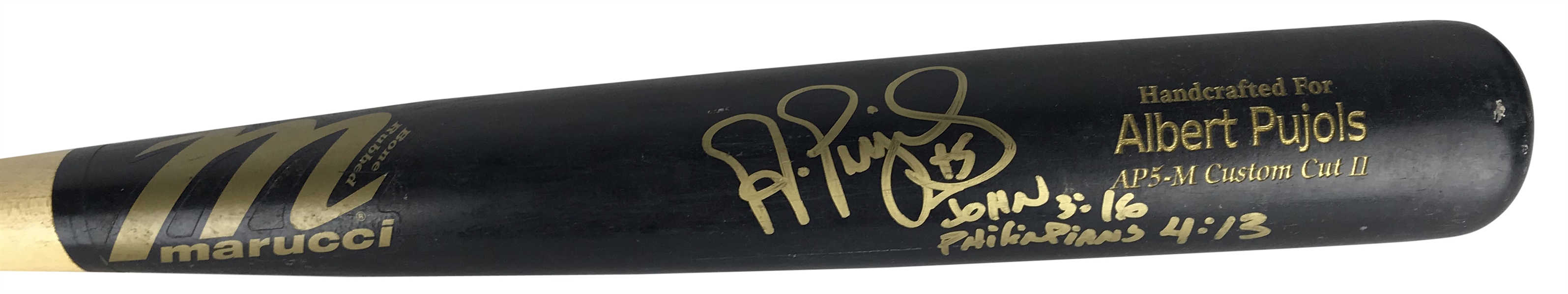 Albert Pujols Signed & Game Used 2010 Marucci AP5-M Baseball Bat PSA/DNA GU 9!