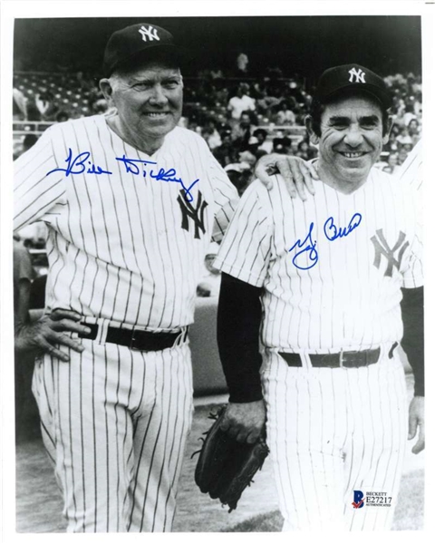 Yogi Berra & Bill Dickey Dual-Signed 8" x 10" B&W Photograph (Beckett/BAS)