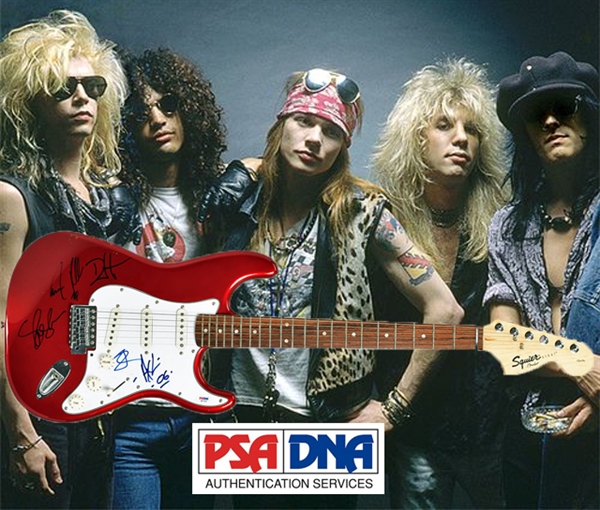 Guns N Roses Group Signed Guitar with All Five Original Members! (PSA/DNA)