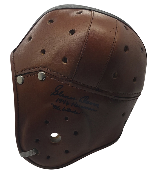 Glenn Davis Signed & Inscribed Full Size Vintage Style Leather Helmet (Beckett/BAS)