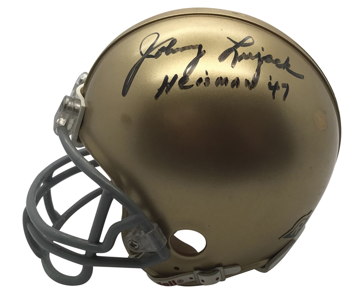 Johnny Lujack Signed 1947 Heisman Mini Helmet (Beckett/BAS)