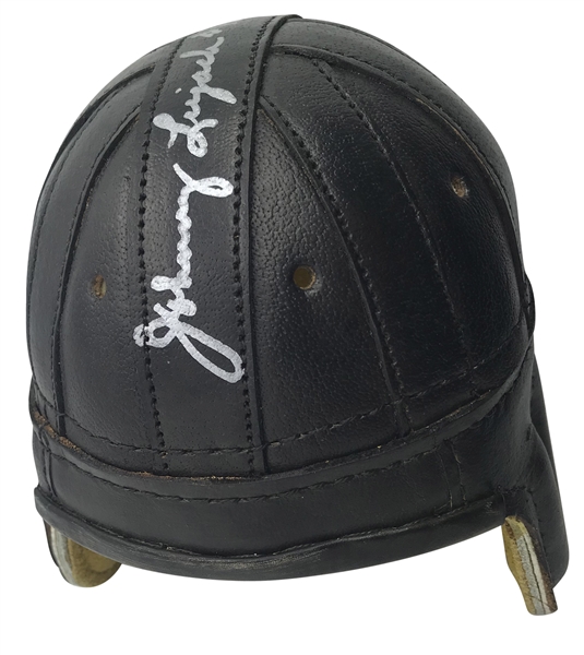 Johnny Lujack Signed Mini Vintage Style Leather Helmet w/ Heisman Inscription! (Beckett/BAS)