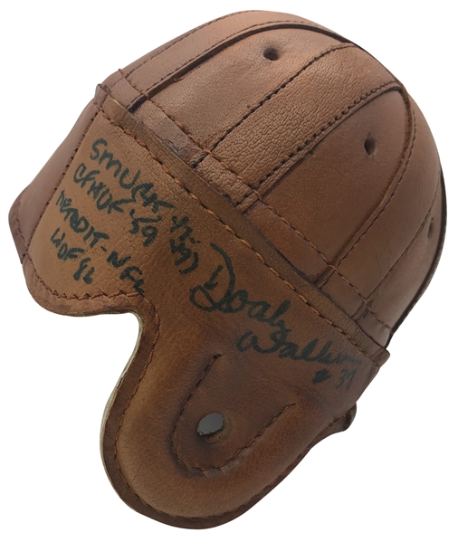Doak Walker Signed Mini Vintage Style Leather Helmet w/ Heisman Inscription! (Beckett/BAS)