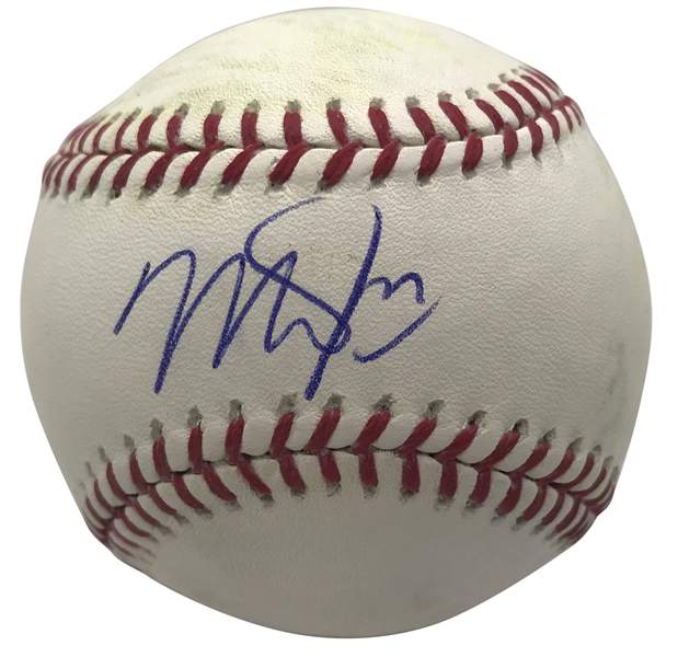 Mike Trout Signed. Game Used & Foul Tipped 2016 OML Baseball During MVP Campaign! (MLB & PSA/DNA)