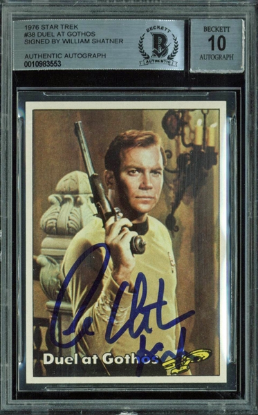 William Shatner Signed 1976 Star Trek #38 Duel At Gothos Card (Beckett/BAS Graded GEM MINT 10)