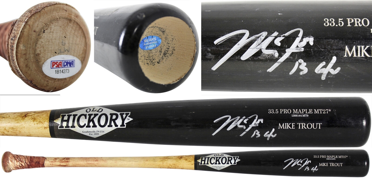 2013 Mike Trout Signed & Game Used Old Hickory Personal Model Bat (PSA/DNA GU 9.5)