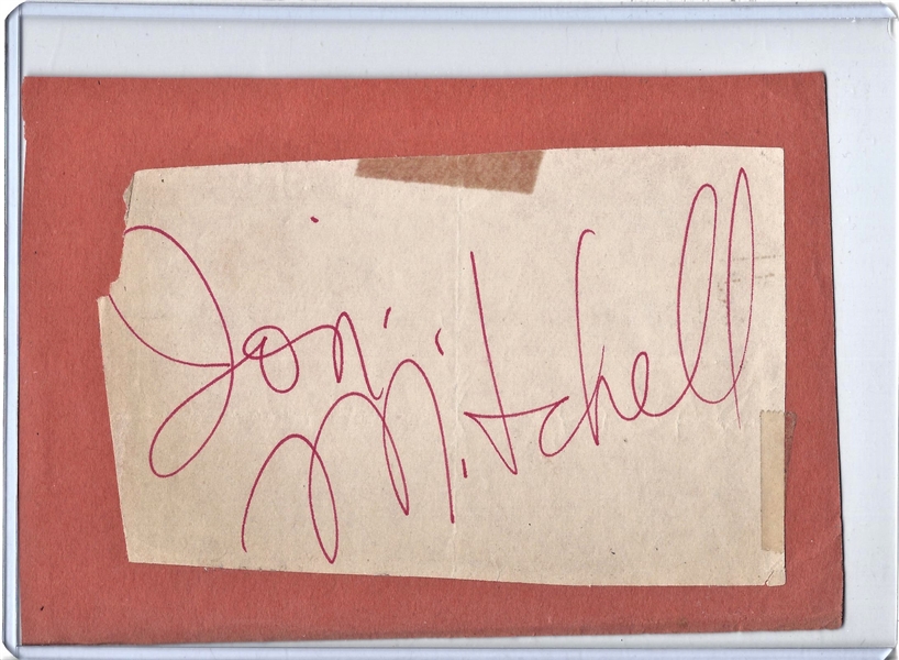 Joni Mitchell Vintage Signed 4" x 6" Album Page (Beckett/BAS Guaranteed)