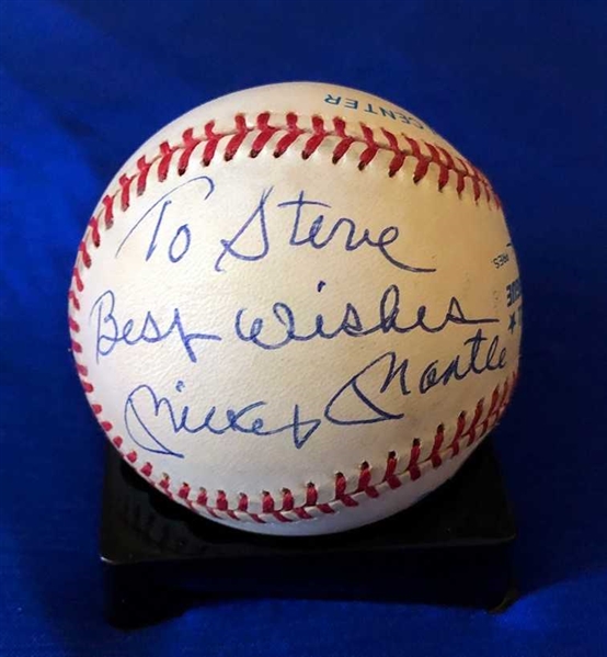 Mickey Mantle Near-Mint Signed OAL Baseball (PSA/DNA)