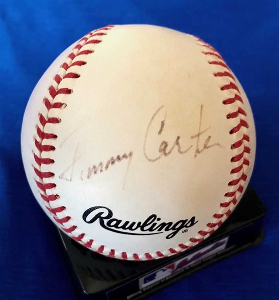 President Jimmy Carter Single-Signed ONL Baseball with Desirable Full Autograph (PSA/DNA)