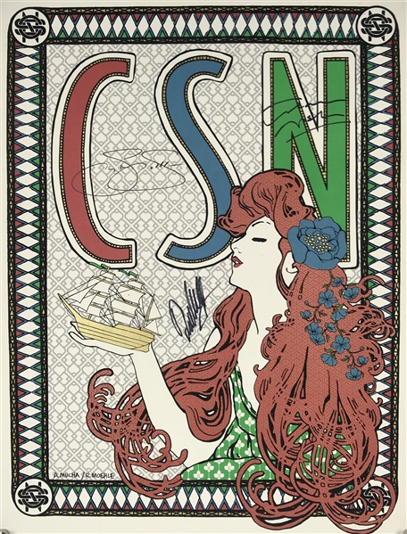 CSN: Crosby, Stills & Nash Signed 18" x 24" Original Poster (Beckett/BAS Guaranteed)