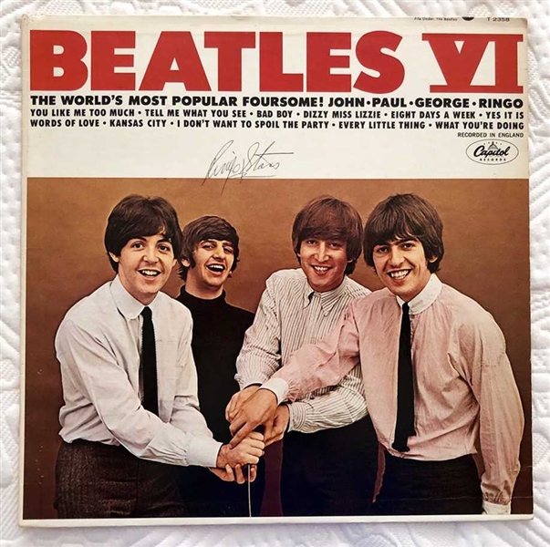 The Beatles: Ringo Starr Vintage Signed First Issue Mono "Beatles VI" Album Cover (PSA/DNA)